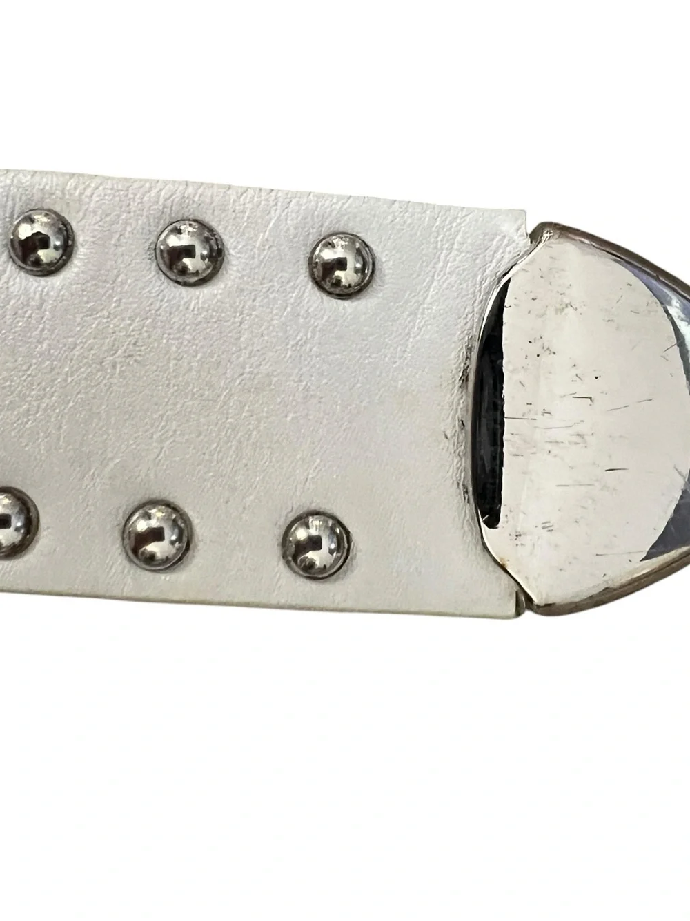 IRO White Leather Stud Belt with Silver Buckle